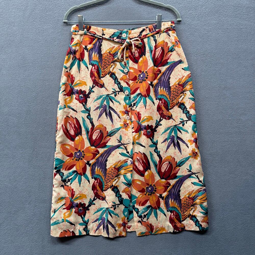 Vtg 70s? Button Down Floral A Line Skirt Juniors? 13/14 Maiden San Francisco